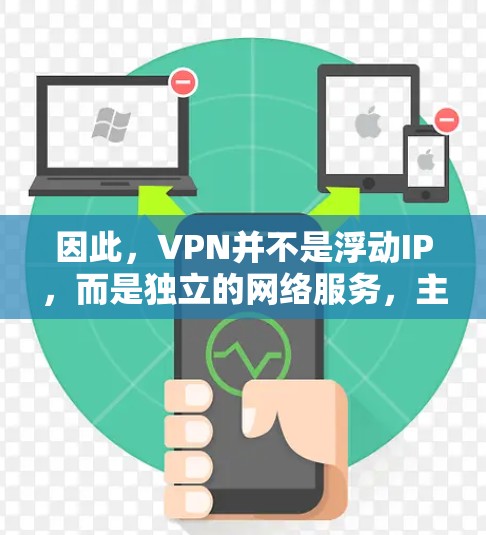 因此，VPN并不是浮动IP，而是独立的网络服务，主要用于在线视频和文件传输等场景。浮动IP更多用于VPC或VPS中的动态配置
